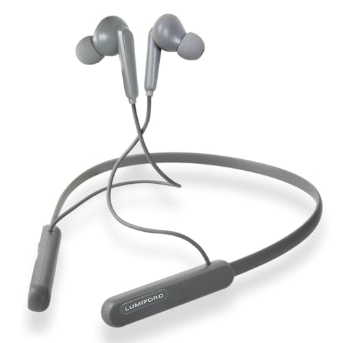 LUMIFORD XploriaHD XP25 in-Ear Bluetooth Neckband Earphones, IPX4 Water Resistant,Voice Assistant,Advanced BT v5.3,10mm Extra Bass Drivers,16 hrs Playback & Quick Type-C Charging (Gun Grey)