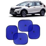 KINGSWAY Car Window Curtain Sticky Sun Shades Compatible with Honda WRV, (Year 2017-2019), Universal Fit Sunshades for Side Window, Rear Window, Blue Color, 4 Pieces