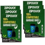 Zipouch Compostable Garbage Bag Large Size – Pack of 6, Eco-Friendly Dustbin Bags Large Size for Home and Office, Durable and Biodegradable Garbage Bag Solution | 60 Count|