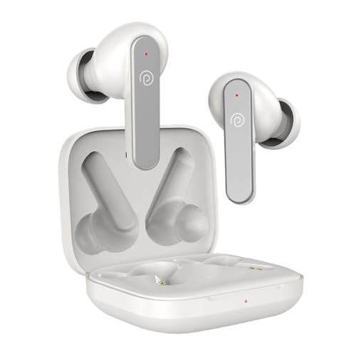 pTron Bassbuds Gomax in-Ear TWS Earbuds w/Dual HD Mic & AI-ENC Calls, 36Hrs Playtime, Pristine Sound, 13mm Drivers, Bluetooth 5.3 Wireless Headphones, Voice Assist, Type-C Charging & IPX5 (Snow)