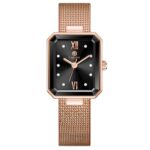 Carlton London Women Stainless Steel Analog Watch | mothers day gift for mom | Gold-Black Waterproof Watches for Women Girls Ladies | Luxury Square Watch | Fashionable Trendy Quartz Movement Wrist Watch – CLRGMBLK