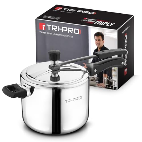 TriPro Triply Stainless Steel 5 Litres Inner Lid Pressure Cooker, Bakelite Safe Grip Handle, Healthy Cooking, Even and Faster Heat Distribution, Easy to Clean – Induction and Gas Stove Ready