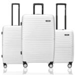 HRX Kyoto 3-Piece Luggage Set White Polypropylene Hard Shell Suitcase Set – Premium Travel Trolley Bags with 8 Spinner Wheels, Number Lock & Water Resistant Body