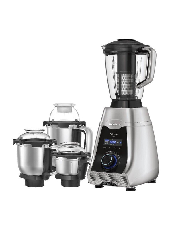 HAVELLS Silencio Low Noise 500 W Mixer Grinder 4 Jars (Grey & Black)(Silencio | 4 Jars | Grey, Black)