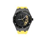 ZAVOURE Nate Chronograph Men’s Watch, Analog Black Dial (Black, Yellow, Rubber)