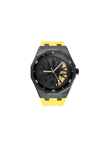 ZAVOURE Nate Chronograph Men’s Watch, Analog Black Dial (Black, Yellow, Rubber)