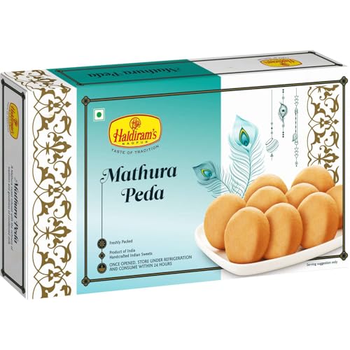 Haldiram’s Nagpur Mathura Peda 250g � A caramelized sweet from Mathura with a distinct deep flavor and grainy texture, loved across generations