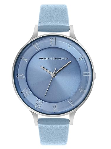 French Connection Amour | Sky Blue Sunray Dial | Roman Numerals | Blue Strap | Analog Watch for Women – FCN00075J