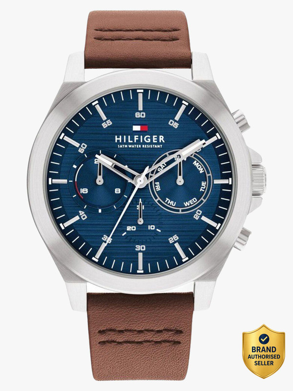 TOMMY HILFIGER Tommy Hilfiger Multifunction Blue Dial Brown LeatherStrap Automatic Analog Watch  – For Men