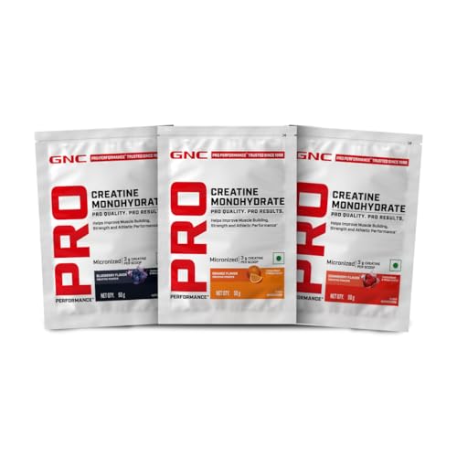 GNC Creatine Monohydrate PRO Performance Powder | 3g, Micronized | 50g x 3 | UK’s Informed Choice Certified, Assorted