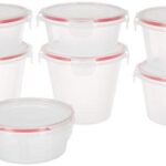 Amazon Brand – Solimo Plastic Kitchen Storage Container Set, 7-Pieces, Transparent