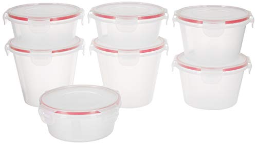 Amazon Brand – Solimo Plastic Kitchen Storage Container Set, 7-Pieces, Transparent
