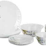Borosil Fluted Lavender Dinner Set, 25-Pieces, White