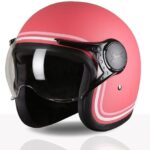 TVS MissFit Women’s Open Face Helmet | Lightweight Shell | Pastel Colors Designed Exclusively for Women | Extreme Comfort Fit for Girls | Clear Visor | DOT & ISI Certified (Cherry/S)