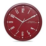 French Connection Stylish Analog Wall Clock for Home Hall Living Bedroom Kitchen with Maroon Dial – Size: 12 Inches – FCWC03-B