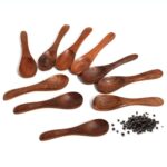 Wooden Spoons Set, Handcrafted Natural Wood, Kitchen Utensils, Set of 10, Brown Finish