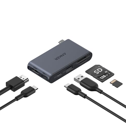 Anker Nano USB C Hub, 6-in-1 Compact USB-C Hub with 85W PD Charging (Charger Not Included), 4K@60Hz HDMI, 10Gbps USB-C, 5Gbps USB-A, SD/TF Card Readers, for MacBook, Lenovo, HP, and More