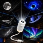 Desidiya 2-in-1 Galaxy Projector Night Light, USB Portable Starry Sky Night Light Projector for Bedroom, Mini LED Nightlight Wall Lamp for Kids & Adults, Dreamy Ceiling Decor (6-Slide)