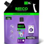 Beco Matic Natural Laundry Liquid | Front Load, 5L Super Value Jerry Can| Natural Formula for Tough Stain Removal & Fabric Care