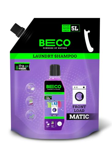 Beco Matic Natural Laundry Liquid | Front Load, 5L Super Value Jerry Can| Natural Formula for Tough Stain Removal & Fabric Care