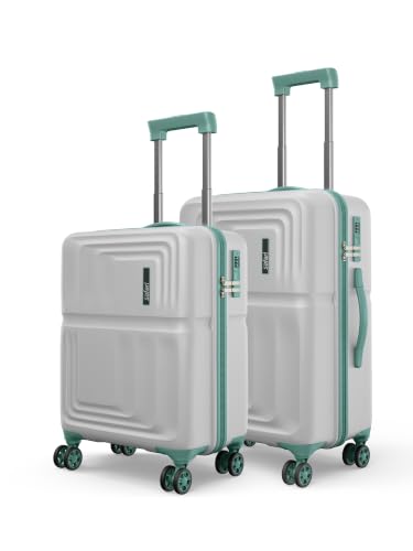 Safari Roma Hard Luggage Trolley Bag with 8 Wheels Set of Cabin and Medium Size Suitcases – Fog Grey