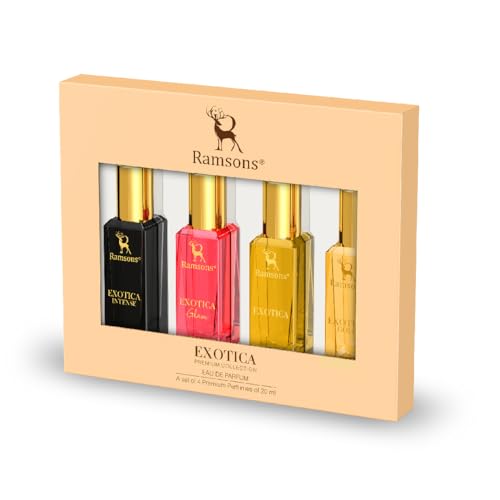 Ramsons Exotica Premium Collection – Pack of 4 (20ml Each) | Exotica Intense, Exotica Glam, Exotica & Exotica Gold Fragrance Combo for Women | Long-Lasting Refreshing Scents