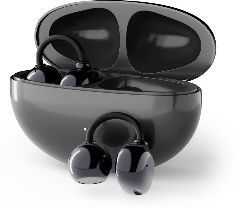 PTron Bassbuds Verse Earclips w/ 50Hrs Playtime, HD Mic & AI-ENC, Custom EQ, BTv6.0 Bluetooth(Jet Black, True Wireless)