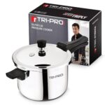Bergner TriPro Triply Outer Lid Pressure Cooker 5 Litres, Bakelite Safe Grip Handle, Healthy Cooking, Even and Faster Heat Distribution, Easy to Clean, 2.5mm Thickness – Induction and Gas Stove Ready