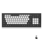 ANT Master 25 Wireless Keyboard, 2.4GHz USB Plug and Play Receiver, 95 Keys with Multimedia Shortcuts, Water-Repellent Slim Membrane Design, 12M Range, Office & Home Productivity, Black & White