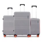 HRX Helium 3-Piece Luggage Set Intergallcatic Grey Polypropylene Hard Shell Suitcase Set – Premium Travel Trolley Bags with 8 Spinner Wheels, Number Lock & Water Resistant Body
