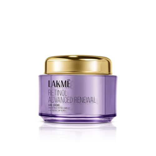 Lakme Retinol Advanced Renewal Day Creme Pro-Retinol Peptide Complex + UV Filters & SPF 15 PA++ 50G