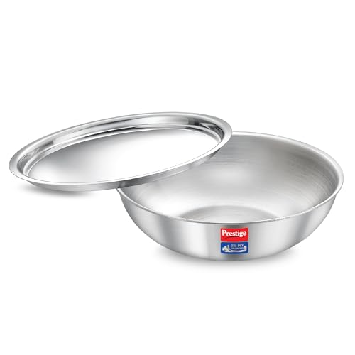 Prestige 18cm/1.2L Tri-Ply Stainless Steel Splendid Tasla with Lid|Gas and Induction Compatible|Even Heat Distribution| Thick Gauge Tri-Ply Body|15 Year Warranty
