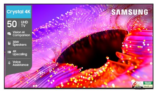 Samsung 50 inch (125cm) Crystal UHD 4K Vision AI 2026 Smart TV | 30W Speakers | 4K Upscaling | HDR10+ | 150+ Channels | 7 Years OS Upgrade | UA50UE83AHULXL