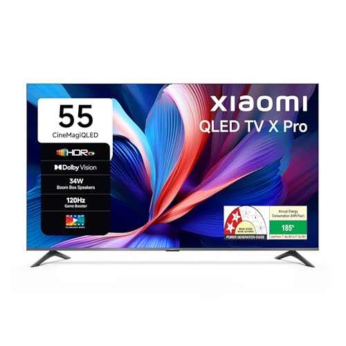 Xiaomi (139 cm) 55 inch X Pro 4K QLED | Dolby Vision & HDR10+| 34W Boom Box Speakers| 120Hz Game Booster| Gemini AI| Google TV | L55MB-APIN