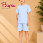 BUTRUKIDS Boys Casual T-shirt Shorts(SKY BLUE, Pack of 2)