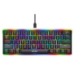 Ant Esports MK1300 V2 Portable 60 Percent Mechanical Keyboard, Compact 61 Keys Mini Gaming Keyboard for PC/Mac Gamer Switchable Colorful RGB Backlit Software, Swappable Switch – Blue Switch – Black