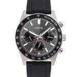 GUESS Altitude Analog Watch for man with Black Round Dial & Black Silicone Strap Band Water Resistant Men’s Wrist Watches – GW0332G1