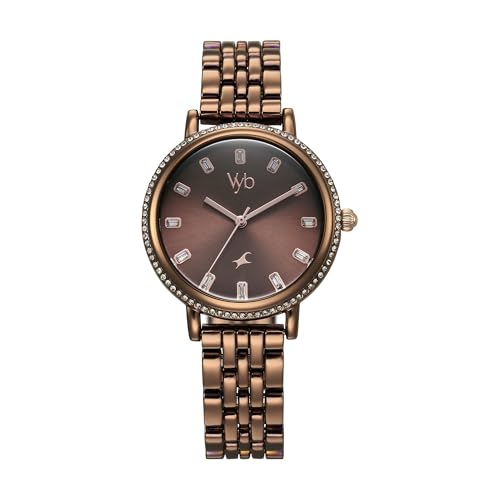 Fastrack Vyb Enigma Brown Dial Alloy Strap Watch for Women
