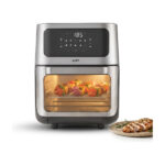Kaff KFR12 1800 W | Electric and Rotisserie Oven with Dehydrate Mode | 10 Preset Menu |Premium Brush Stainless Steel Finish with Transparent Window | Touch Screen with LED Display Air Fryer(12 L)