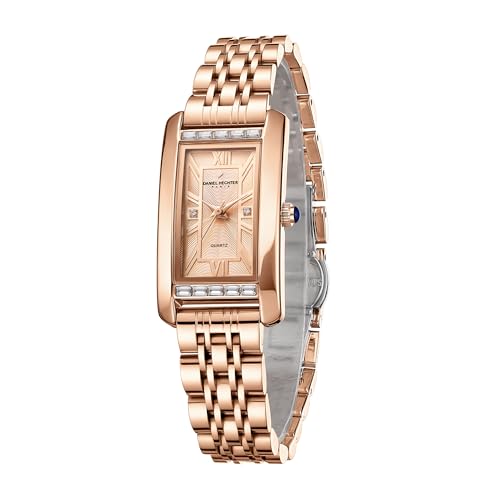 Daniel Hechter Paris Solferino Collection Stylish Analog Watch for Women with Rectangular Dial, Roman Accents, Stainless Steel Strap & Water Resistant – DHW2010