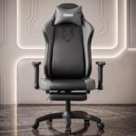DROGO Alpha-X Ergonomic Gaming Chair with Footrest | Premium PU Leather with 135° Recline | 2D Padded Armrest | Computer Chair for Study |Office Chairs for Work from Home With Neck Support(Black&Grey)