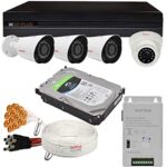 CP Plus 2.4 Megapixel, H.265+, 4 Camera Combo Kit with 4Ch DVR, 1 Dome 3 Bullet Cameras, 1TB HDD, Power Supply, 90Mtr Cable, Audio Mic and Connectors Wired Full HD CCTV Security Camera Set
