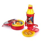 CELLO Tiffy Spiderman Gift Set Insulated Lunch Box & Water Bottle for Kids | Tiffin Box 460 ml, Water Bottle 400 ml, Red & Yellow | Leak Proof | Easy to Clean | Ideal for School, Picnic