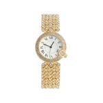 Haute Sauce Women’s The Bling Round Watch | California Gold Stainless Steel Strap | Ivory White Dial | One-Size | Foldover Closure | Quartz | Battery | Wrist Belt Watch for Female and Girls