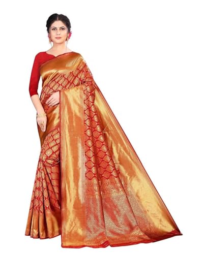 Yashika Women’s Trendy Banarasi Kanjivaram Navy Color Art Silk Saree with Blouse Material