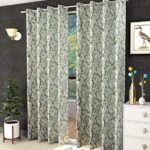 Galaxy Home Decor Premium Blossom Printed Curtains for Long Door 8 Feet, Pack of 2, Green (Green, Long Door 8 Feet)
