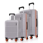 HRX Helium 3-Piece Luggage Set Canes Grey Polypropylene Hard Shell Suitcase Set – Premium Travel Trolley Bags with 8 Spinner Wheels, Number Lock & Water Resistant Body