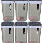 Nayasa Fusion 1000 ml BPA Free Food Grade Airtight Kitchen Storage Stackable Containers – Set of 6 | Grey