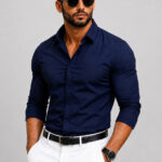 RADHI FASHION Men Solid Formal Dark Blue Shirt