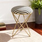 Wakefit Ottoman Stool | Metallic Pouffe Footrest for Living Room, Bedroom & Side Table | Durable & Stylish | 22 Inch | Black Cross | Set of 1
